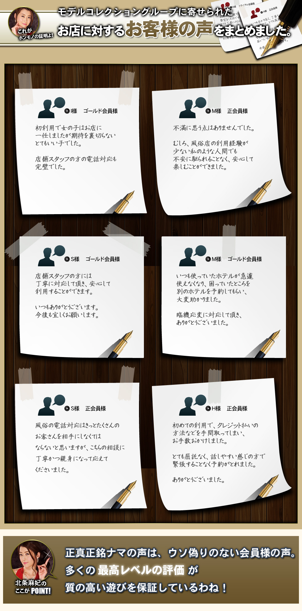 お店に対するお客様の声