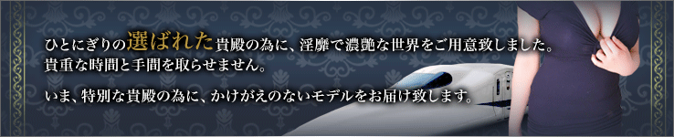 ひとにぎりの選ばれた貴殿の為に、淫靡で濃艶な世界をご用意致しました。貴重な時間と手間を取らせません。いま、特別な貴殿の為に、かけがえのないモデルをお届け致します。
