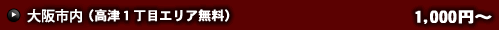大阪市内（梅田・谷九・十三ホテルは無料）1000円